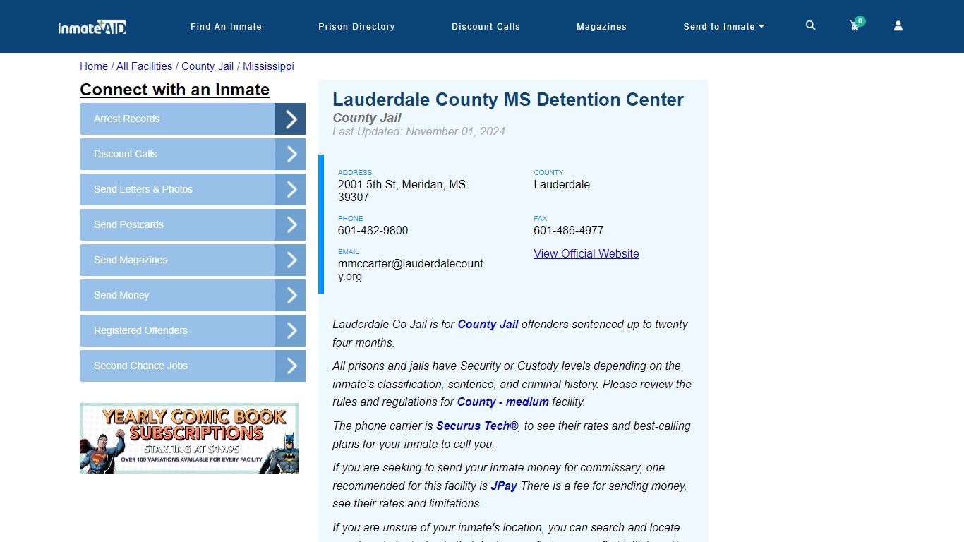 Lauderdale County MS Detention Center - Inmate Locator